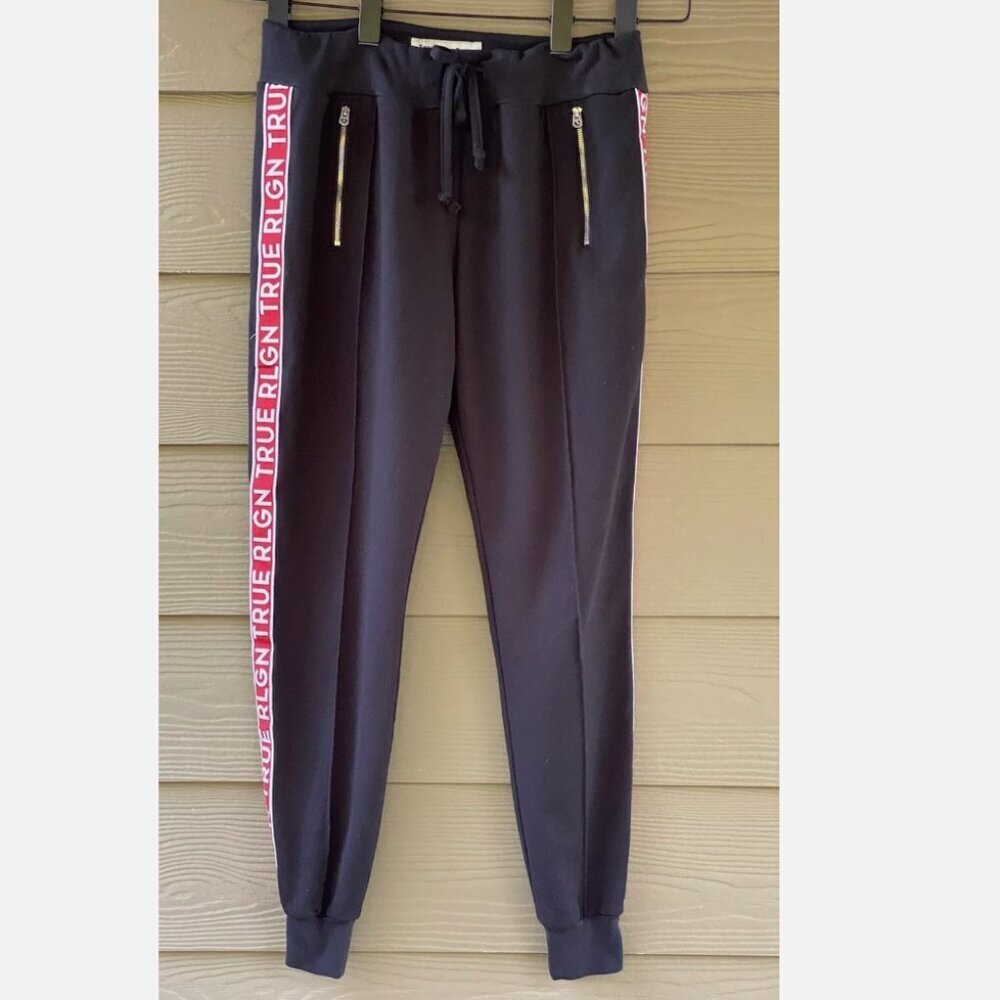 True Religion Athletic Black Red Strip Pants Joggers Size M